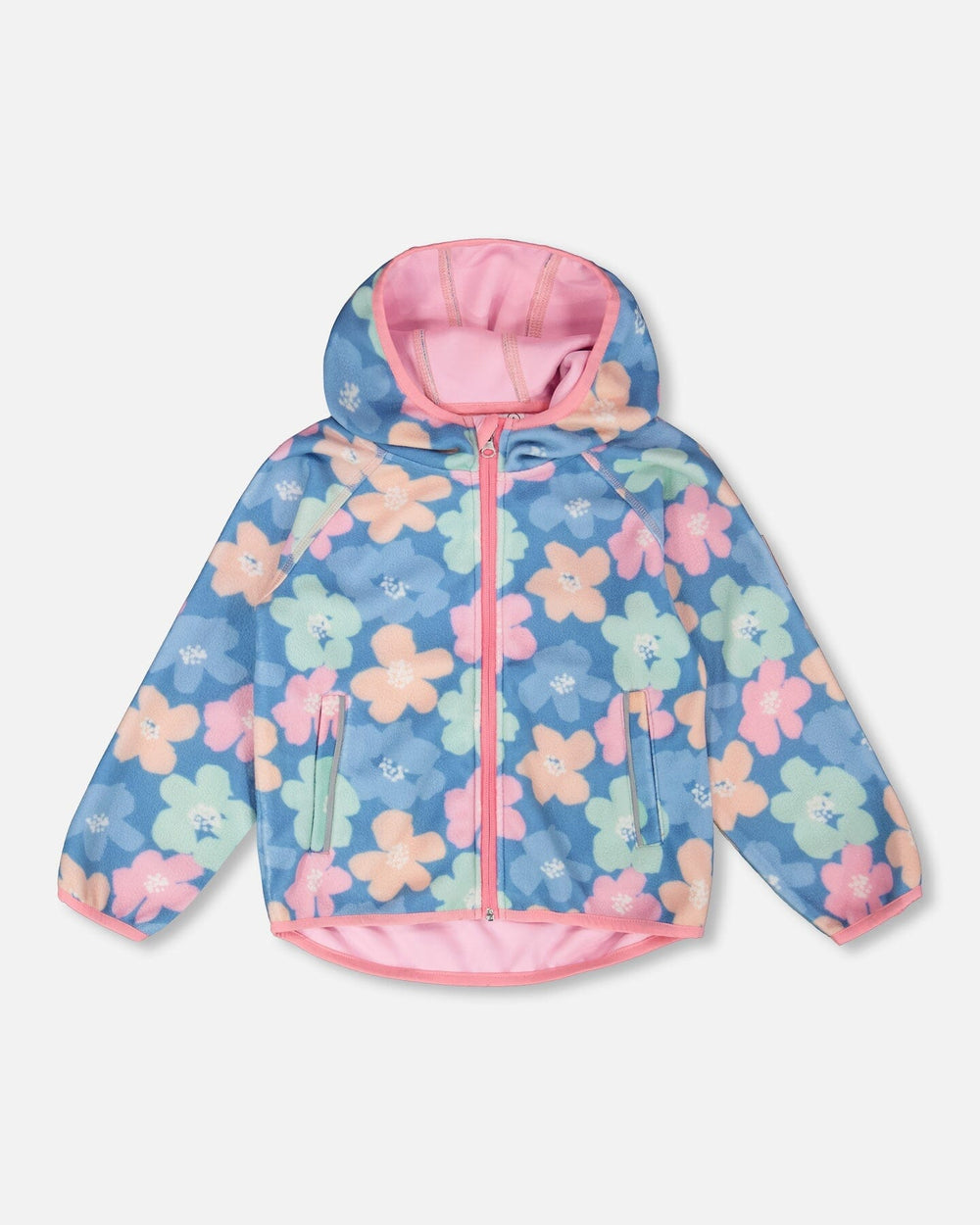 Windfleece Jacket Blue Flower Print — Deux par Deux