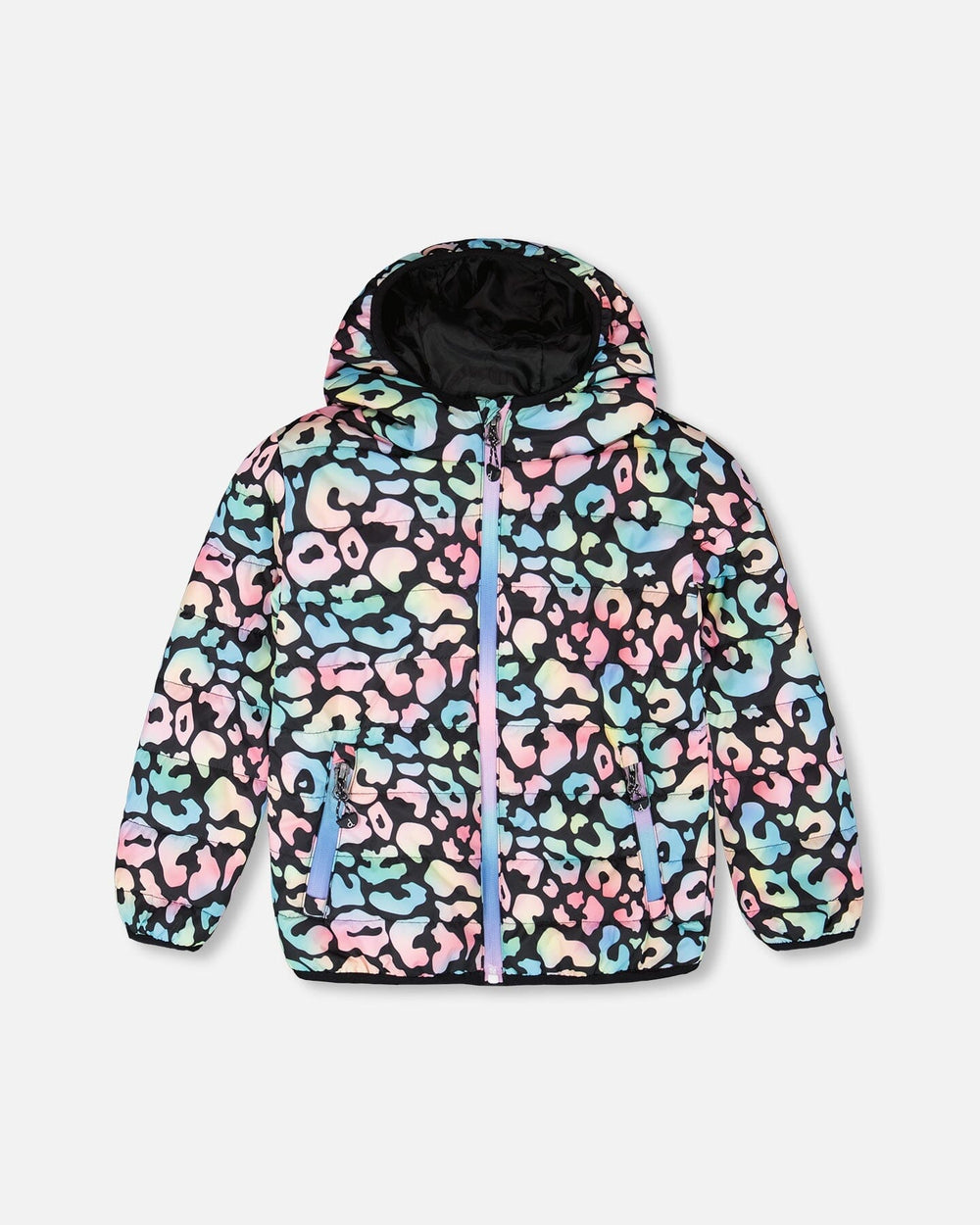 Quilted Mid-Season Jacket Black Animal Print