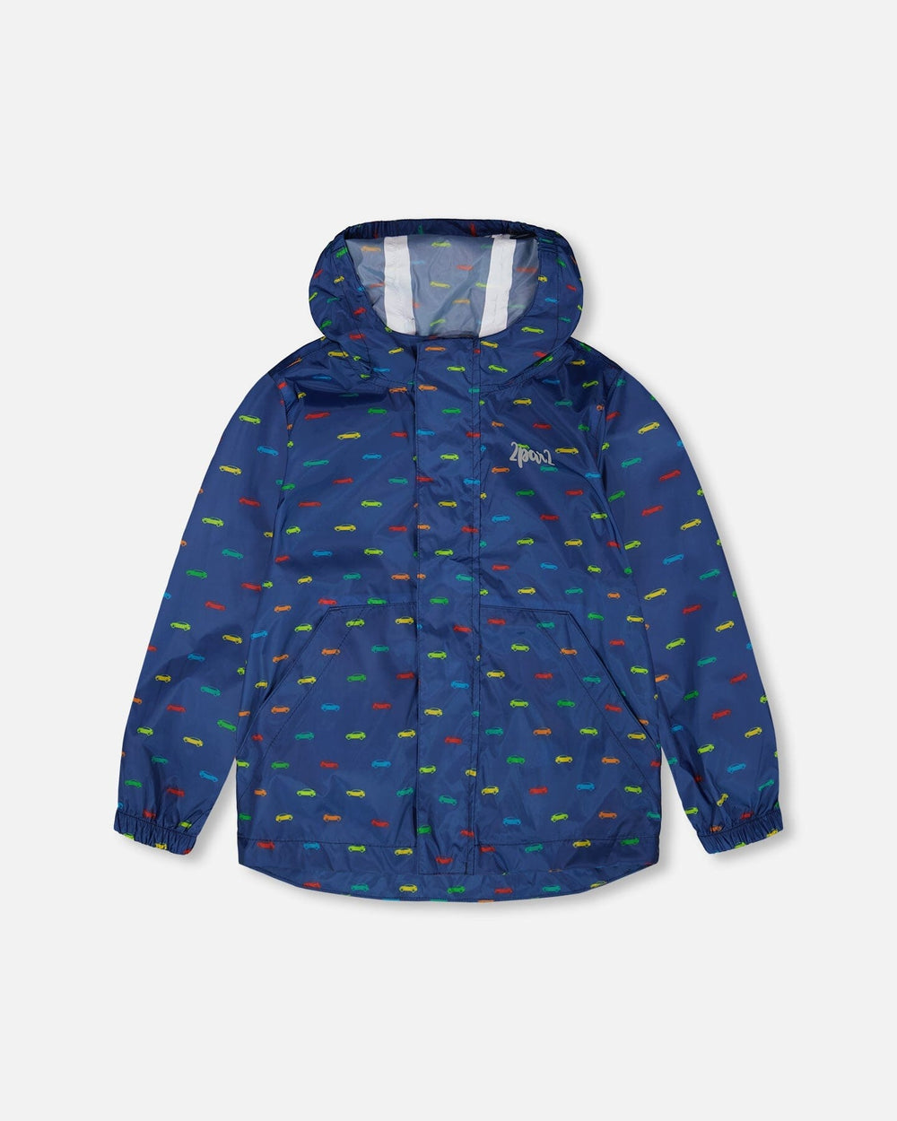 Packable Windbreaker In Polyester Blue Car Print