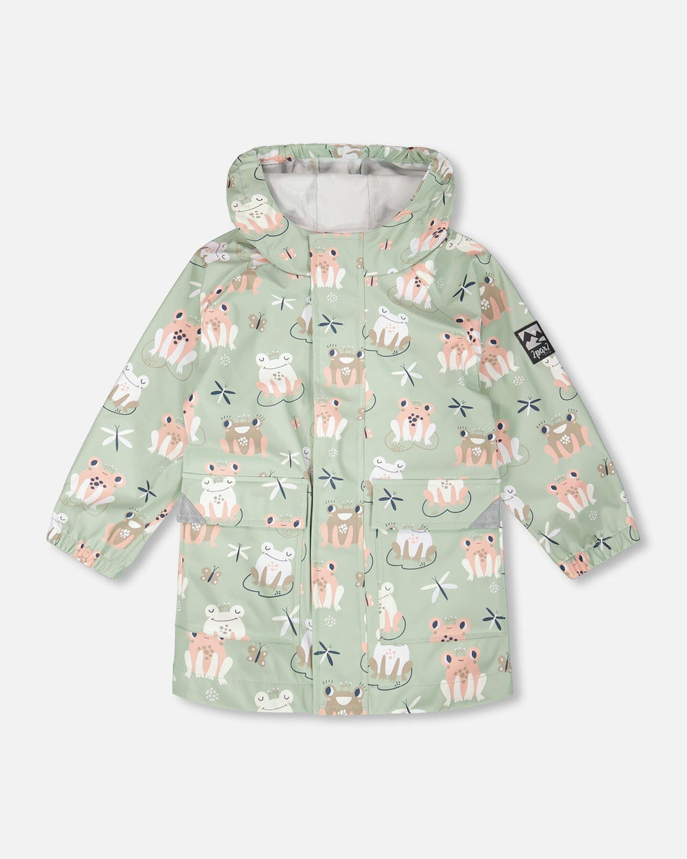 Green raincoat with color-changing frogs