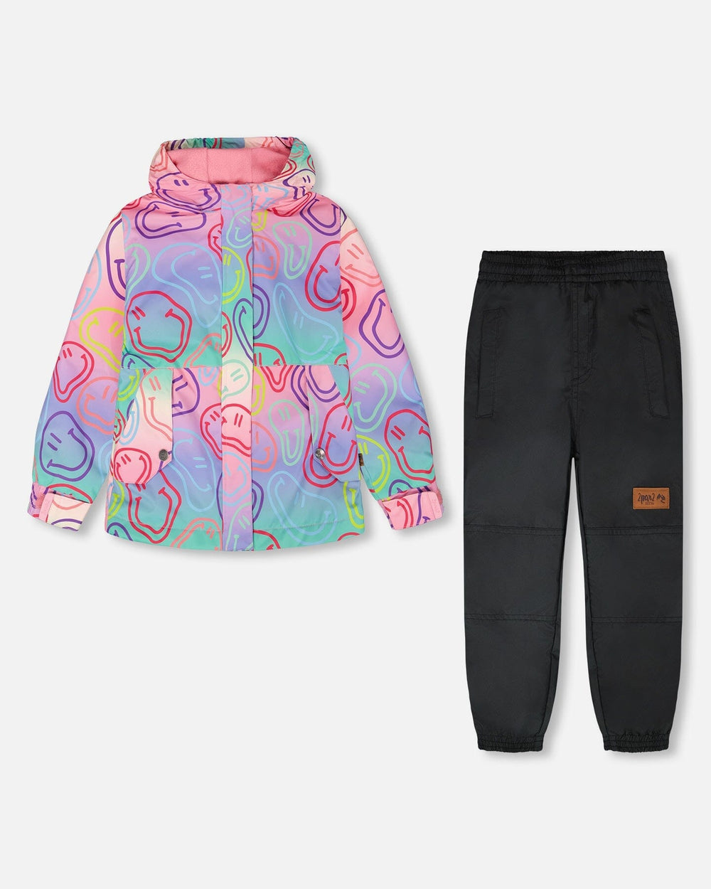 Two-Piece Mid-Season Outerwear Set Multicolored Printed Smileys — Deux par Deux