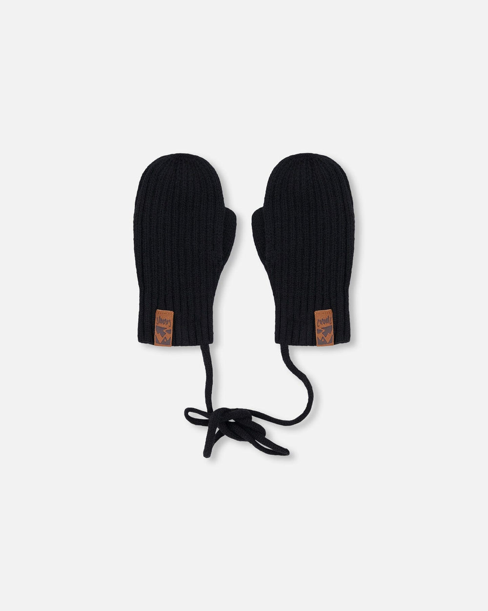 Baby Knit Mittens With Cord Black — Deux par Deux