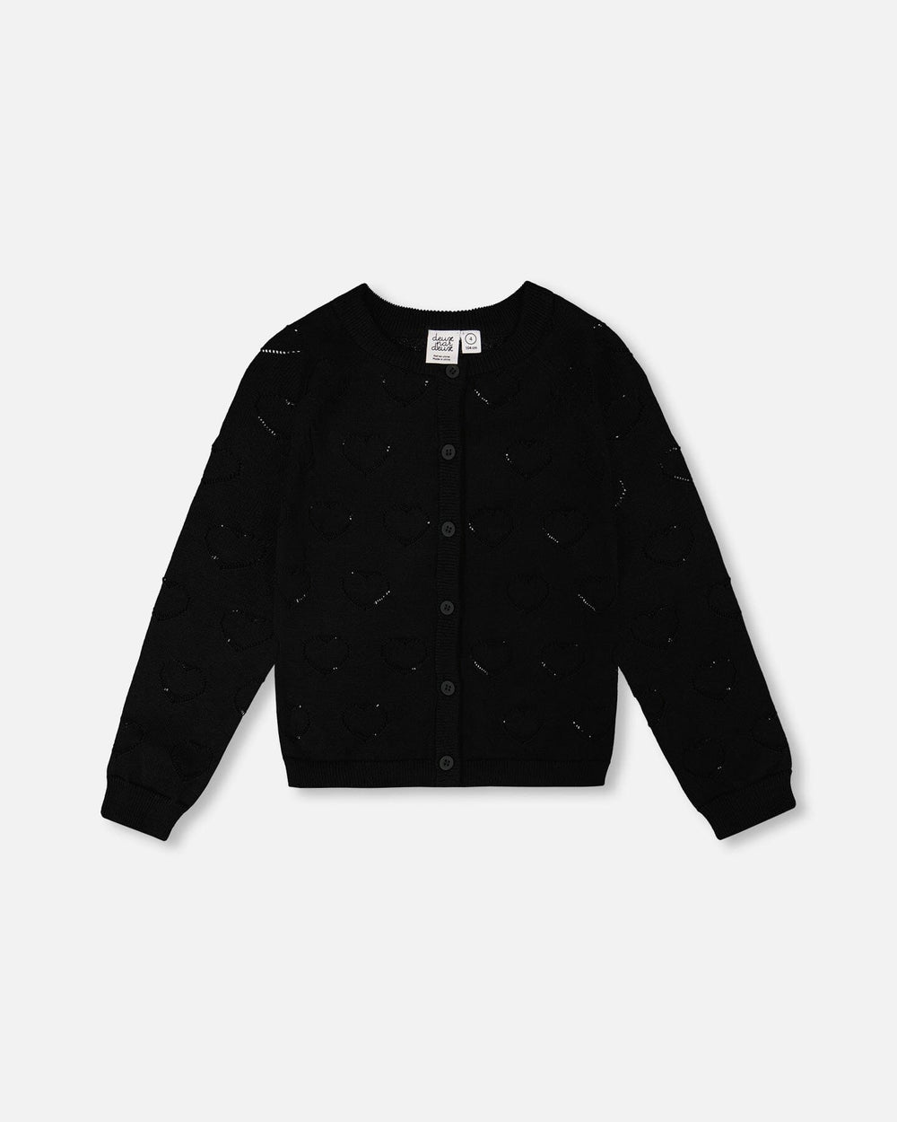 Pointelle Knit Cardigan Black — Deux par Deux