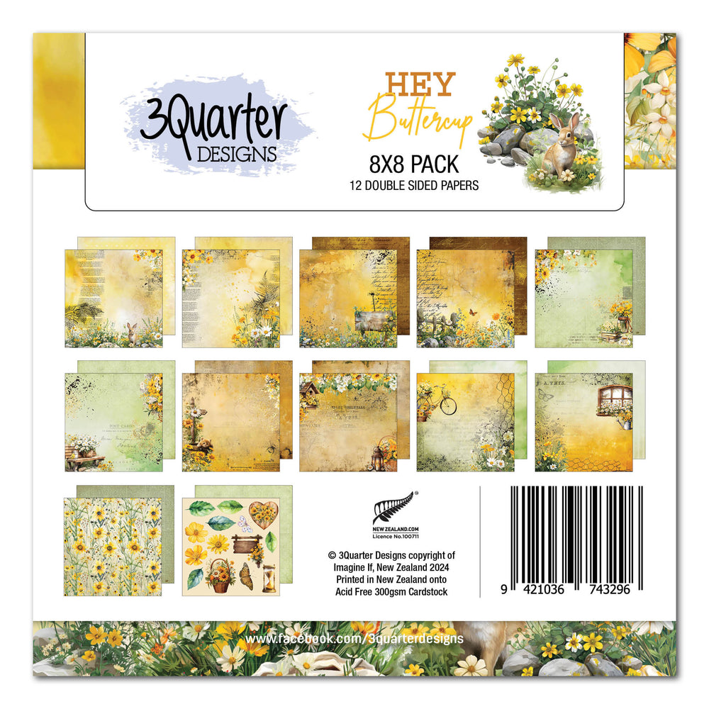 Bloc de papier 3Quarter Designs Hey Buttercup 20x20 cm