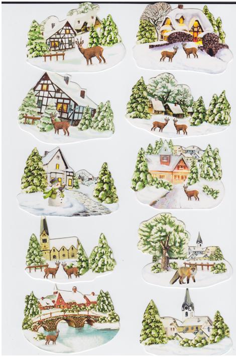 Village d'hiver 3D facile (10 motifs)