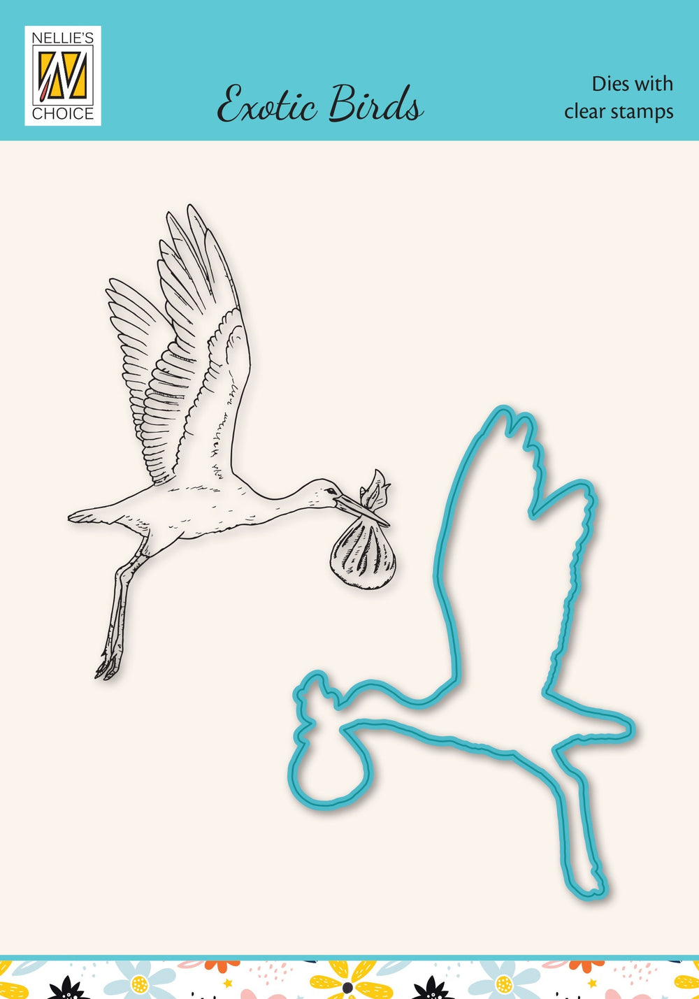 Nellie's Choice Die & Stamp Set - Exotic Birds Series - Stork