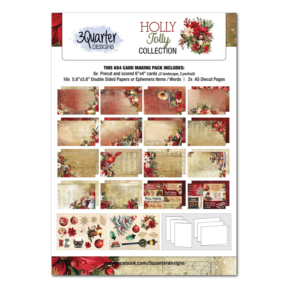 Lot de cartes 6x4 Holly Jolly 3Quarter Designs