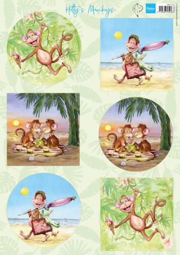 Feuille à découper Les singes de Hetty A4