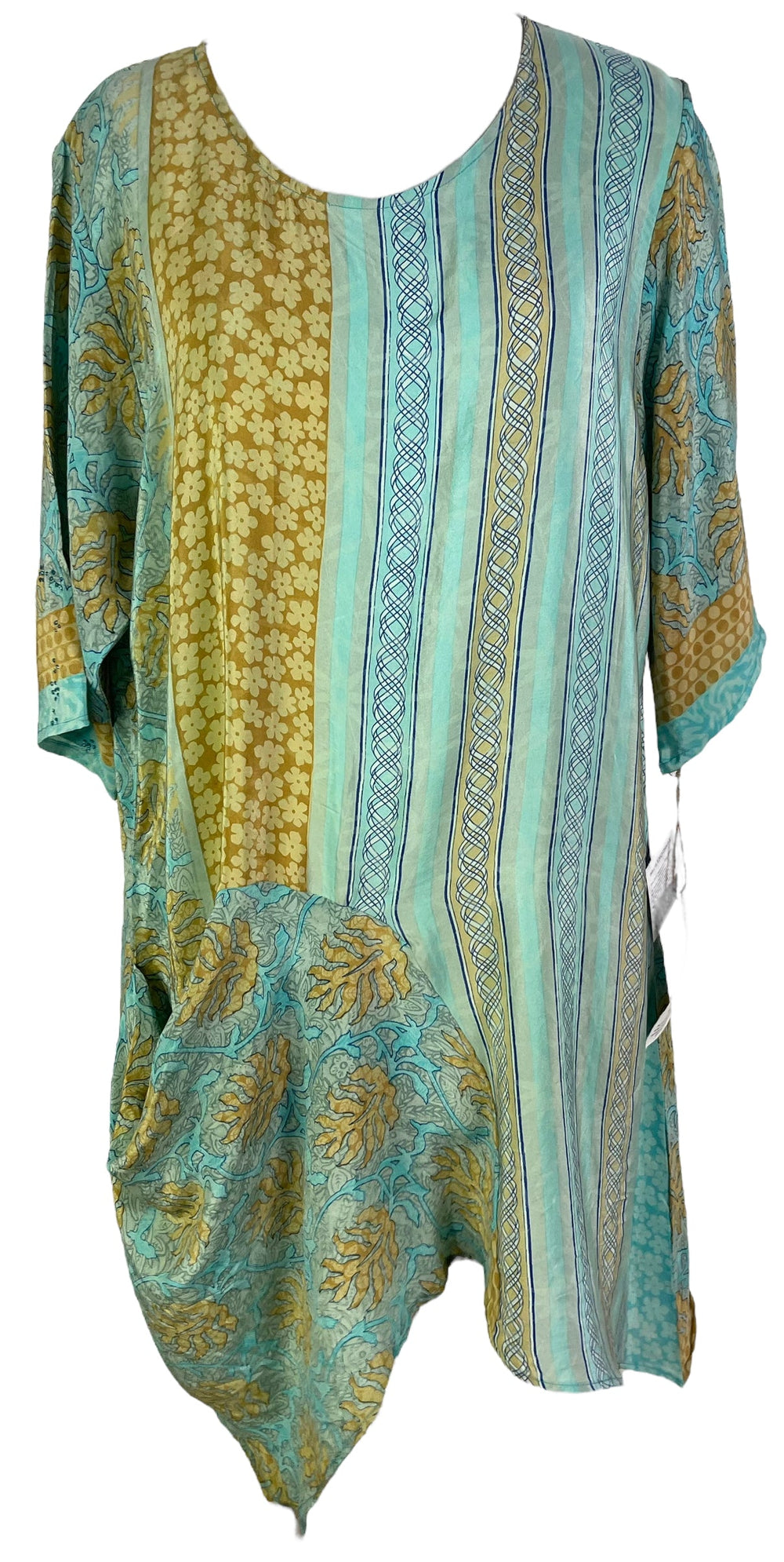 PRC6536 Robe tunique en pure soie Avatar avec poche auto-intégrée