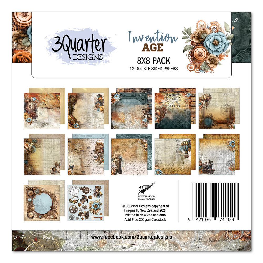 3Quarter Designs Invention Age Pack de papiers 8x8