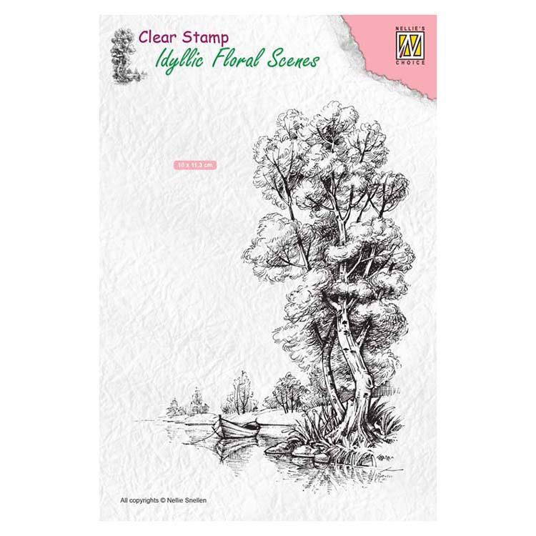 Nellie's Choice Tampon Transparent Scènes Florales Idylliques - Arbre avec Bateau
