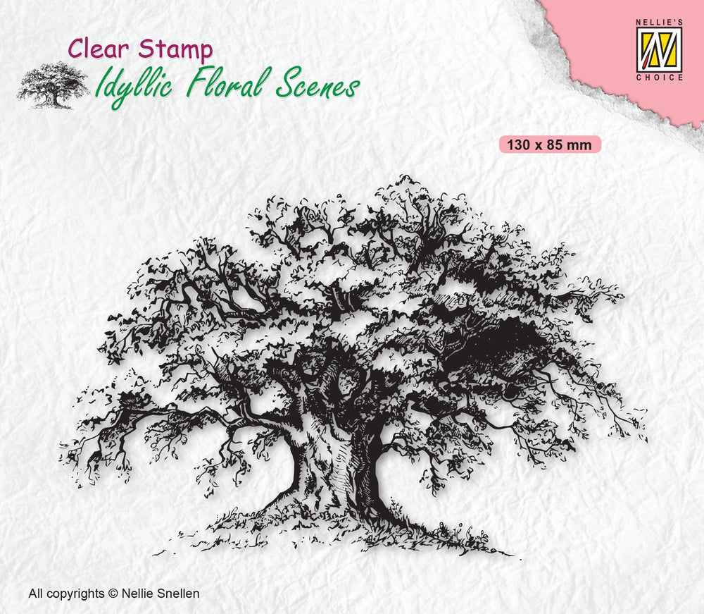Idyllic Floral Scene Stamp Old Tree — Ecstasy Crafts