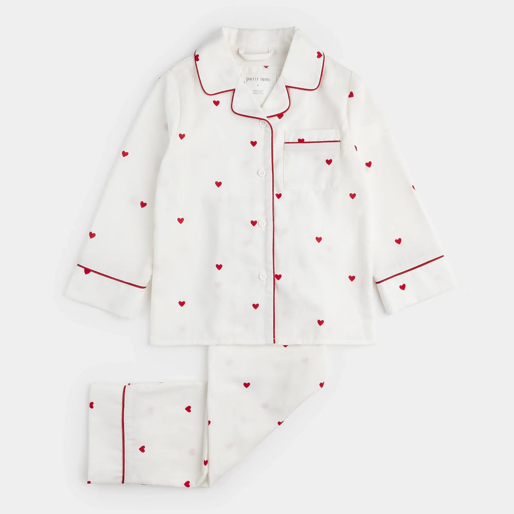 Ensemble pyjama en popeline Petits cœurs | Petit Lem