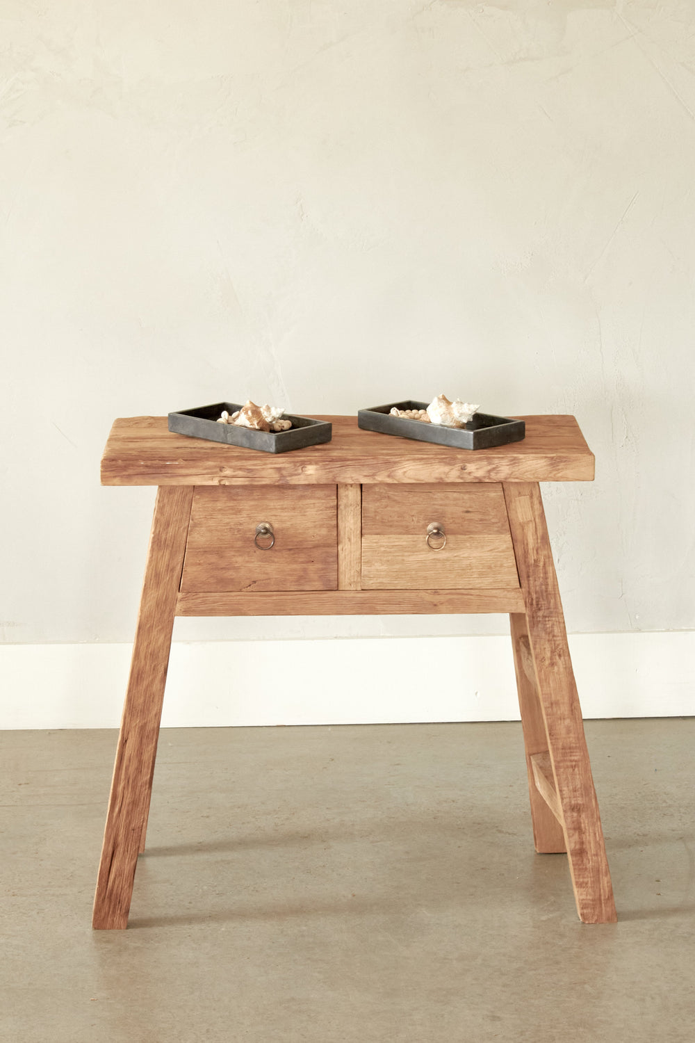 Recycled Teak Console Table - 2 Drawers