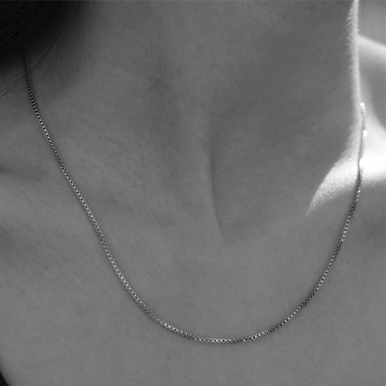 INGA : Collier à maillons Mini-Box en Argent (Or Blanc)