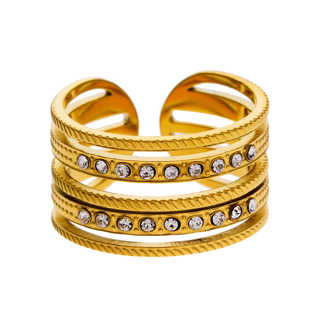 Style ISADORA : Bague texturée sertie de zirconias empilés.