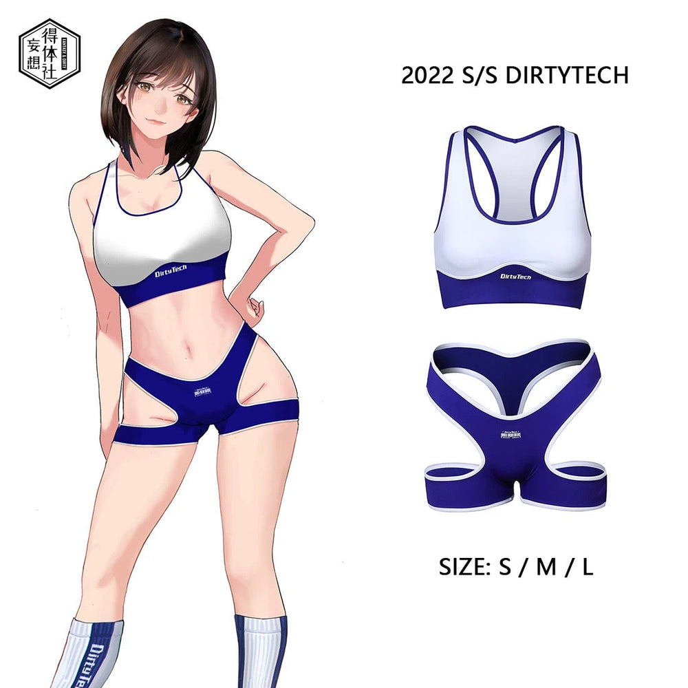 Ensemble de gymnastique style anime 3 pièces : Débardeur sport et short sexy découpé