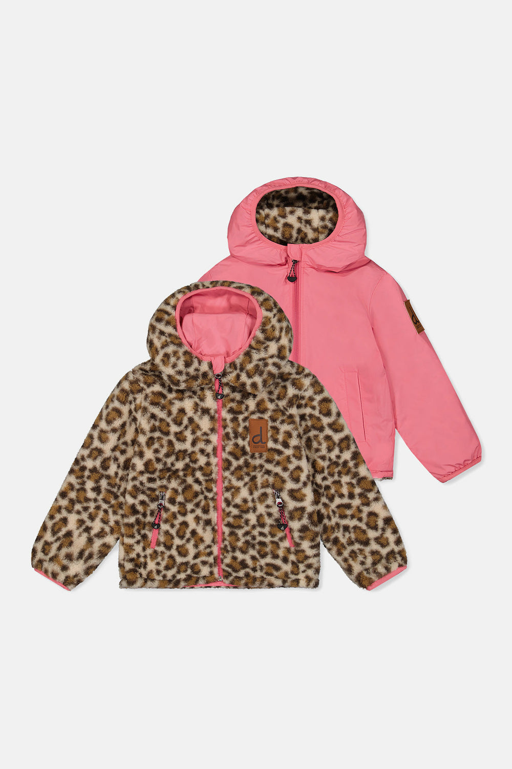 Manteau Mi-Saison Réversible Rose et Léopard