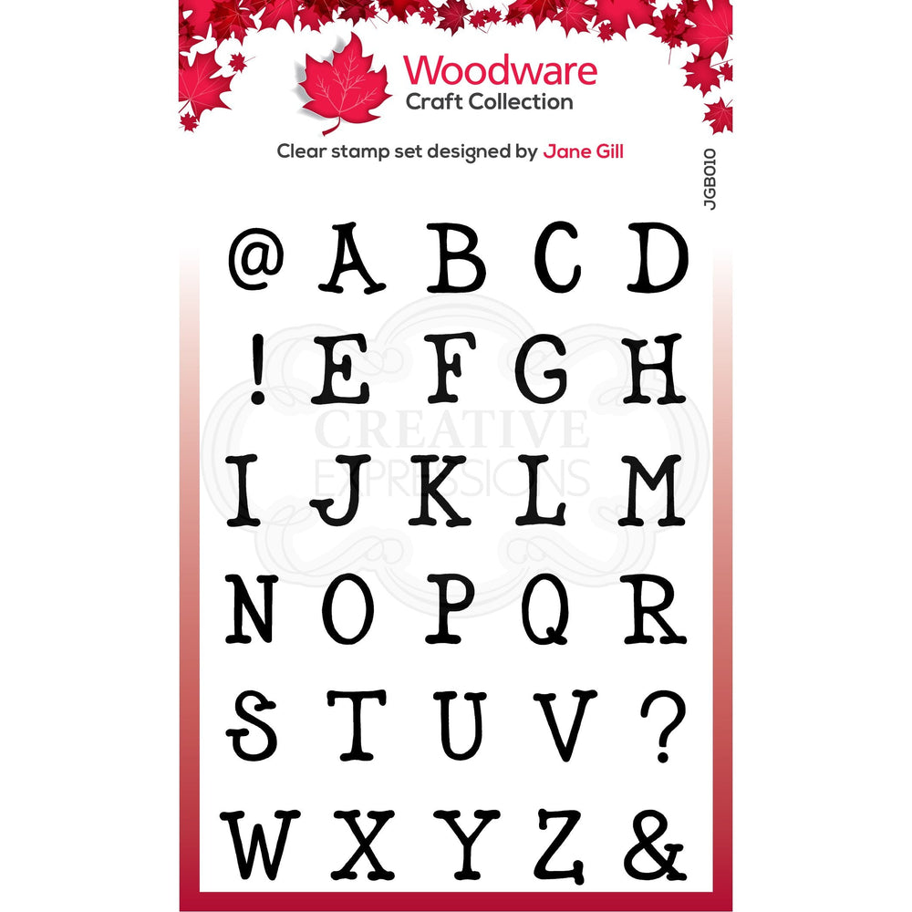 Woodware Clear Singles Quirky Typewriter Alphabet Caps A5 Stamp