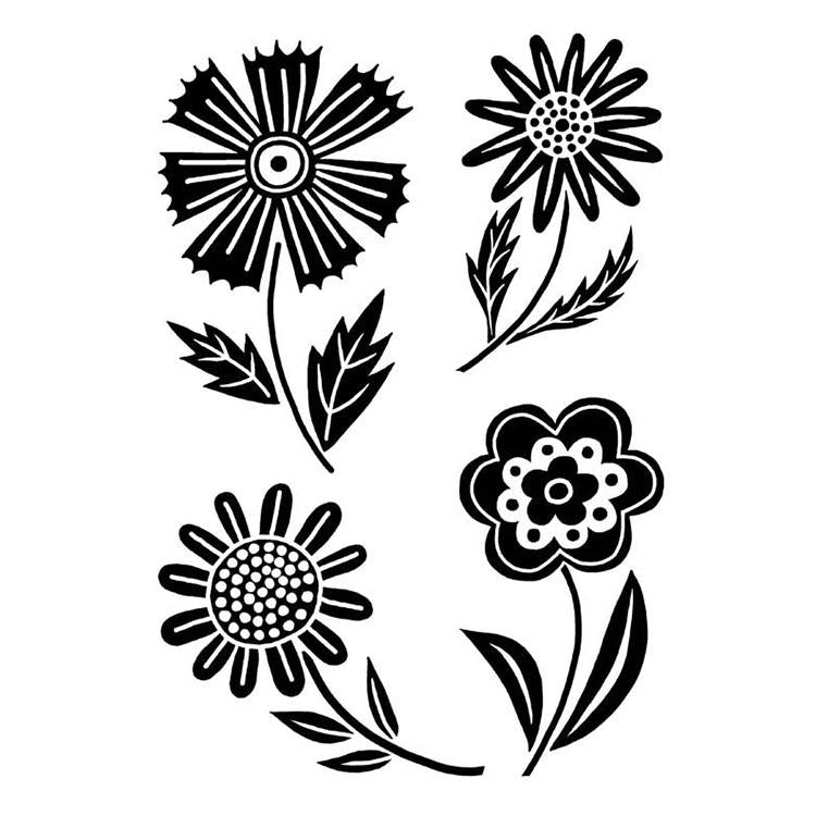 Tampons Bois Transparent Mini Fleurs