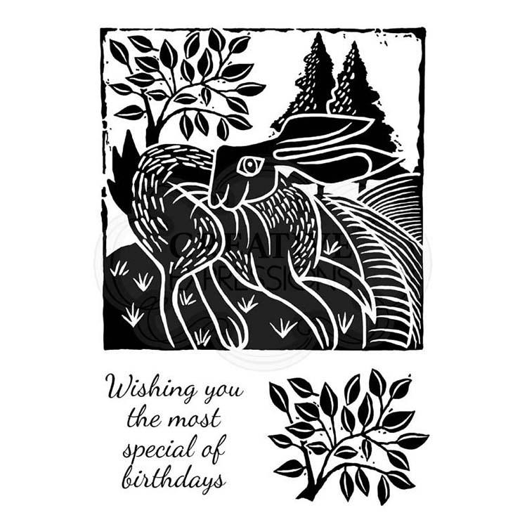 Woodware Clear Singles Linogravure - Lièvre dans les champs