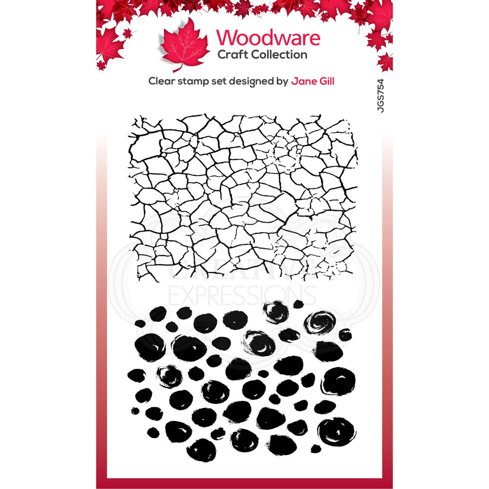 Woodware Clear Singles Crackles & Dots 4 in x 6 in Stamp — Ecstasy Crafts