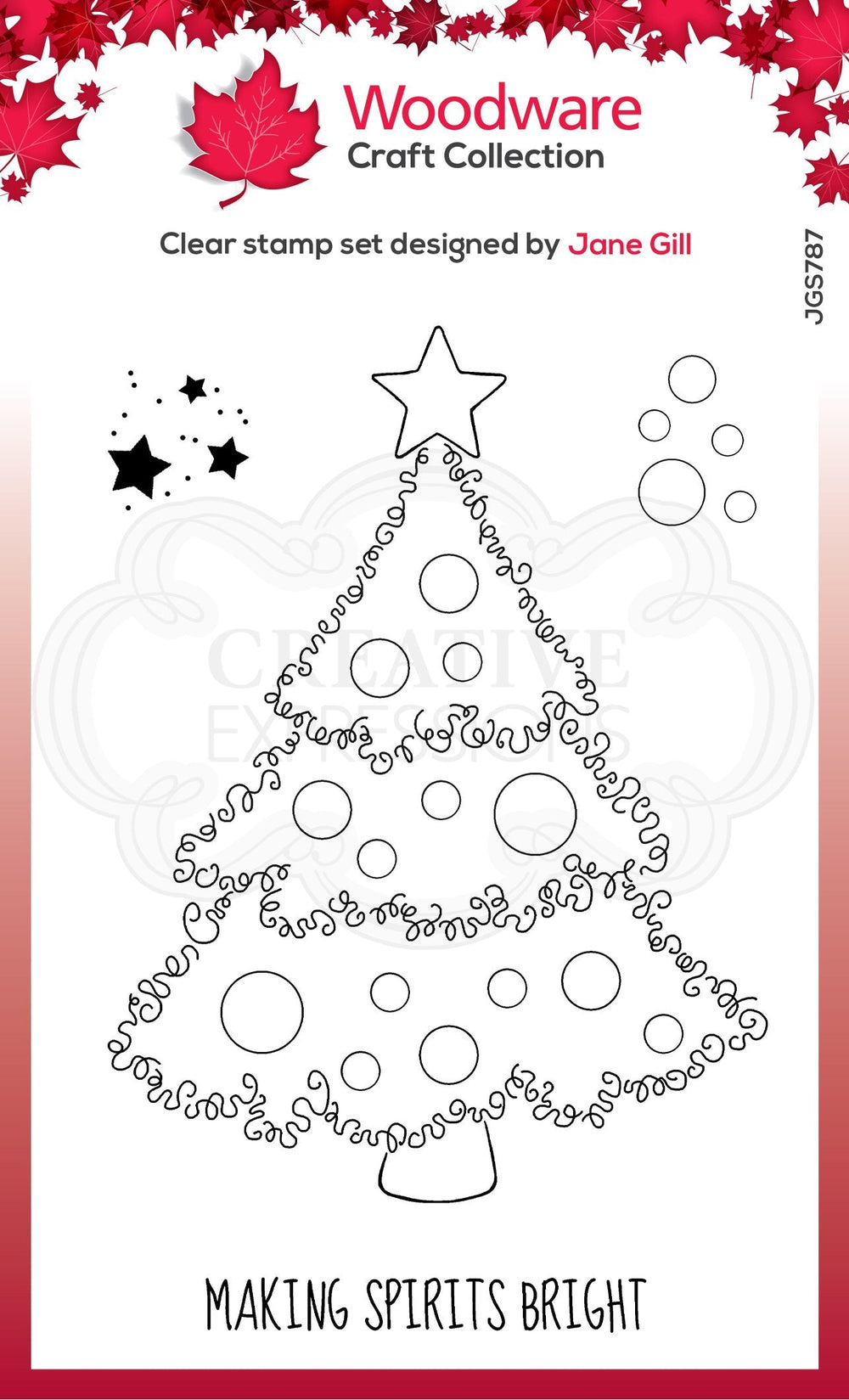 Woodware Clear Singles Festive Fuzzies - Tampon Arbre de Noël 10,16 cm x 15,24 cm