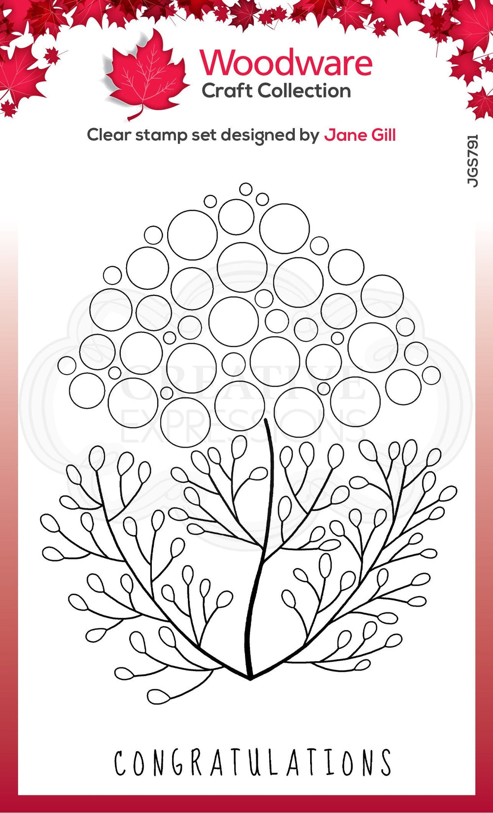 Tampon Woodware Clear Singles Bubble Bloom Carrie 10,16 cm x 15,24 cm