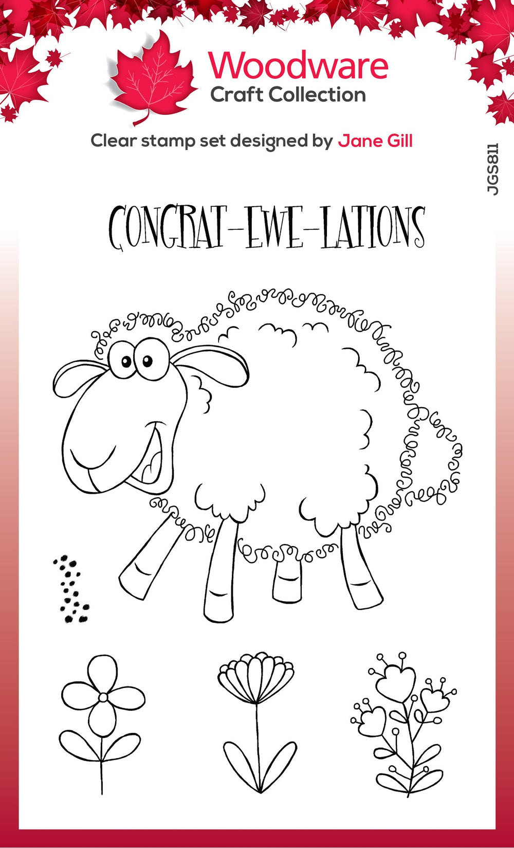 Tampon Woodware Clear Singles Fuzzie Friends Sadie le Mouton 4 po x 6 po