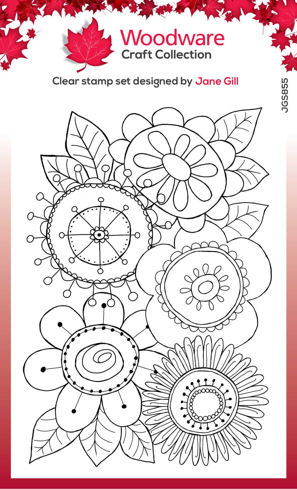 Woodware Clear Singles Petal Doodles All Bunched Up Set de tampons 4 po x 6 po