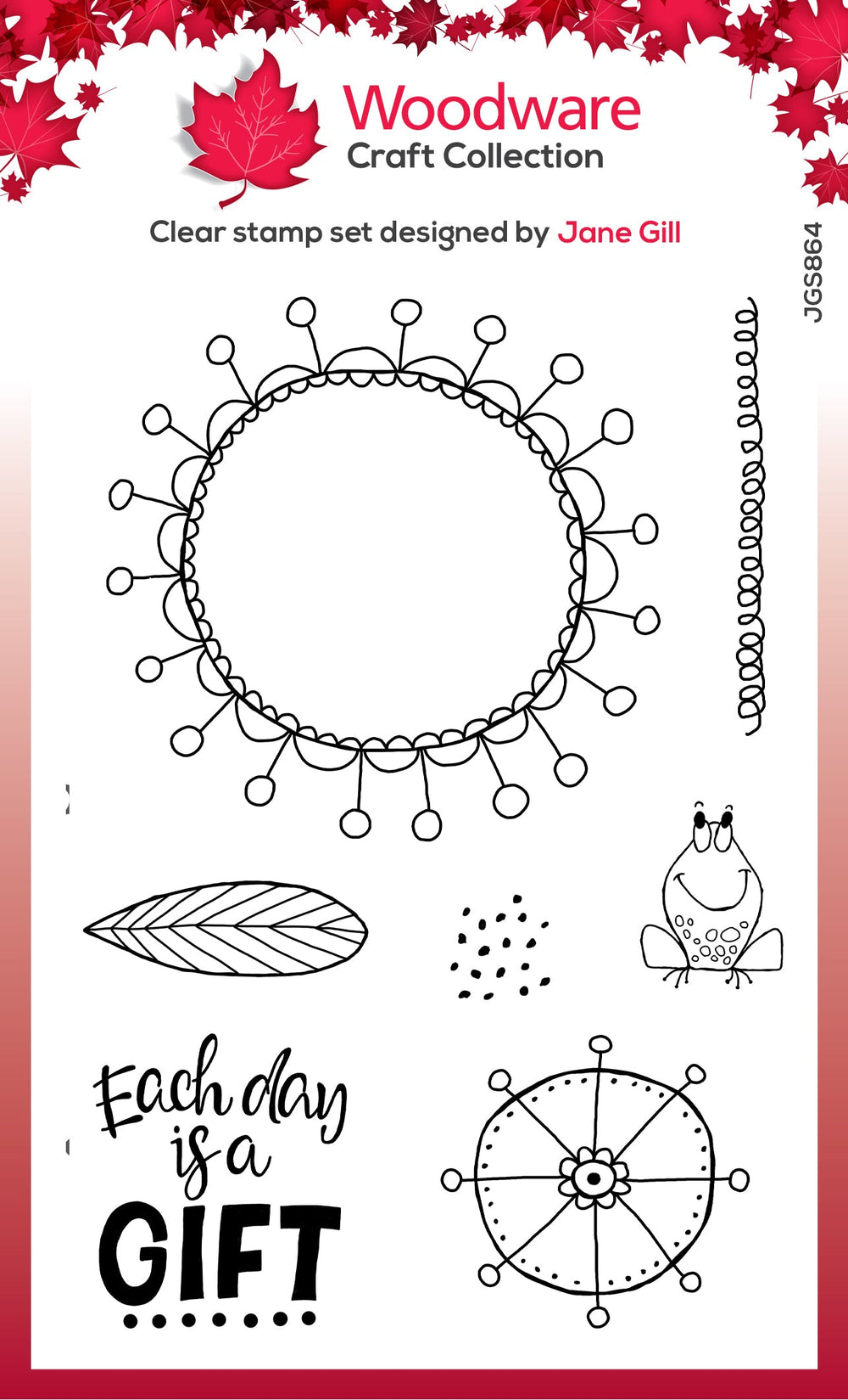 Woodware Clear Singles Petal Doodles C'est un cadeau, lot de tampons 4 po x 6 po