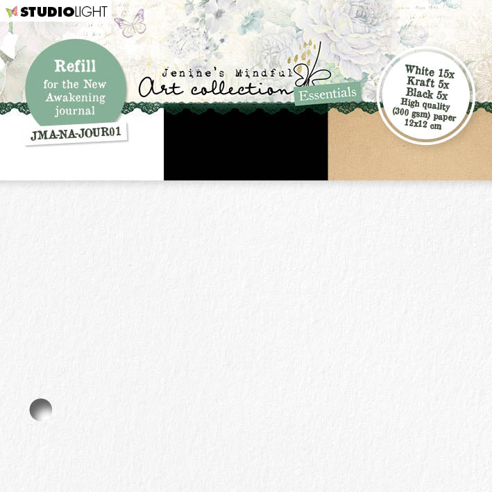 JMA Pages de journal pour JMA-NA-JOUR01 Blanc/Noir/Kraft Essentials 120x120x8mm 25 feuilles n°10