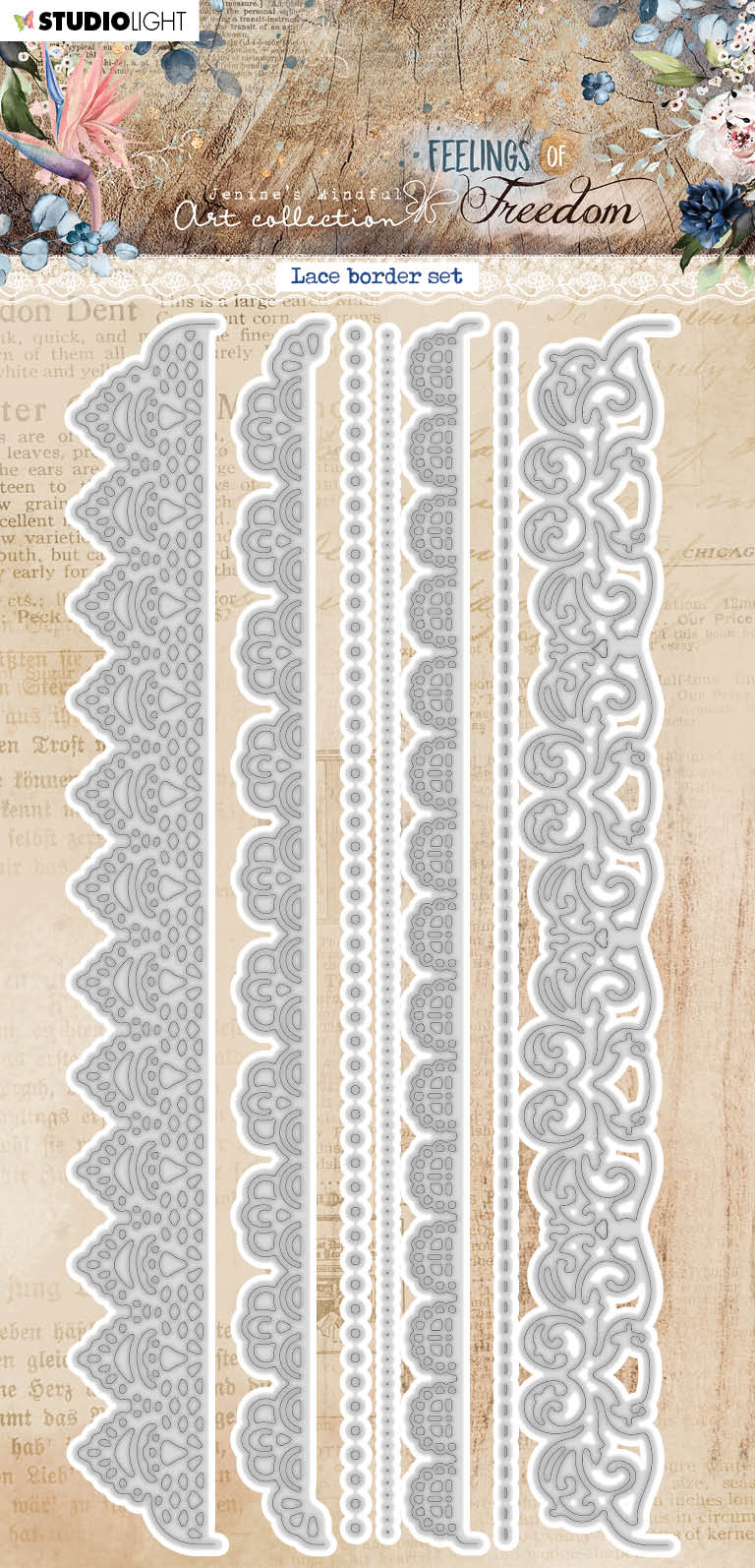 JMA Matrice de Découpe Dentelle Bordure Sentiments de Liberté 103x210x1mm 7 PC nr.515