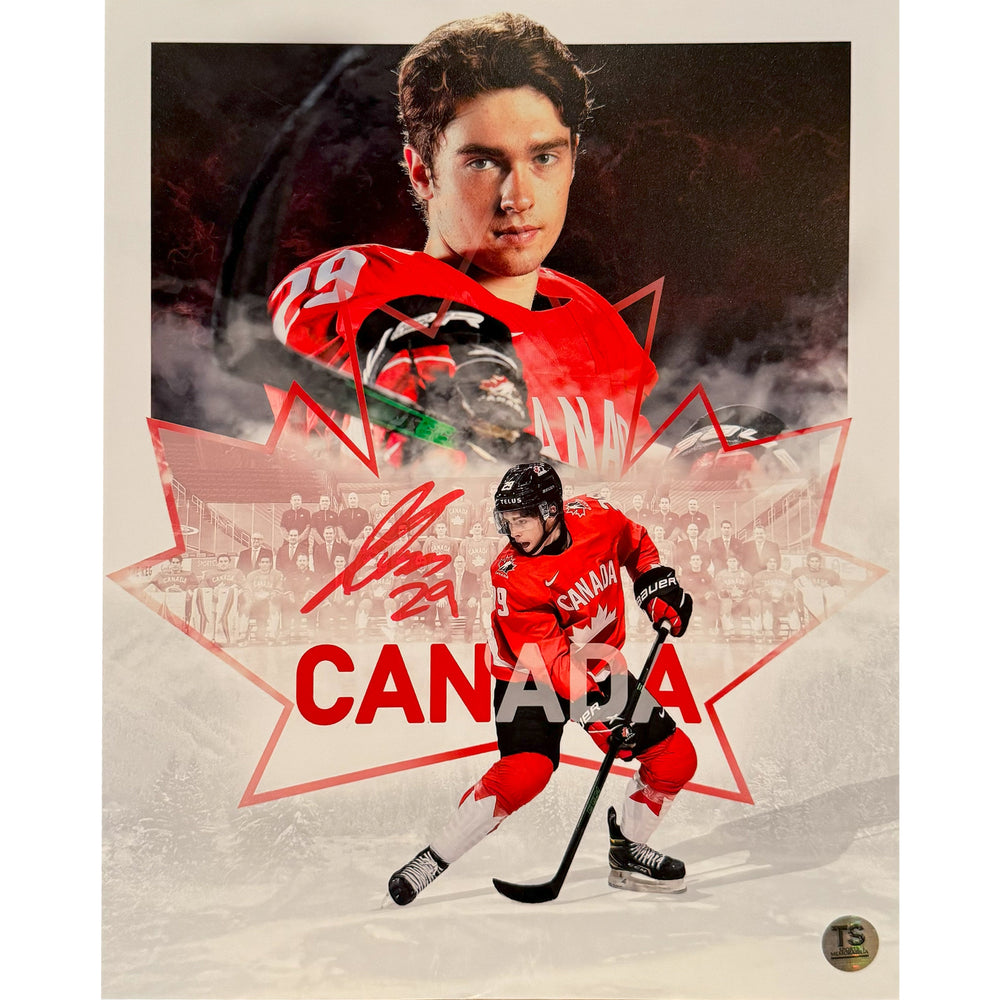 Photo autographiée de Jack Quinn - Équipe Canada, Mondiaux Juniors 2021, 11x14 po.