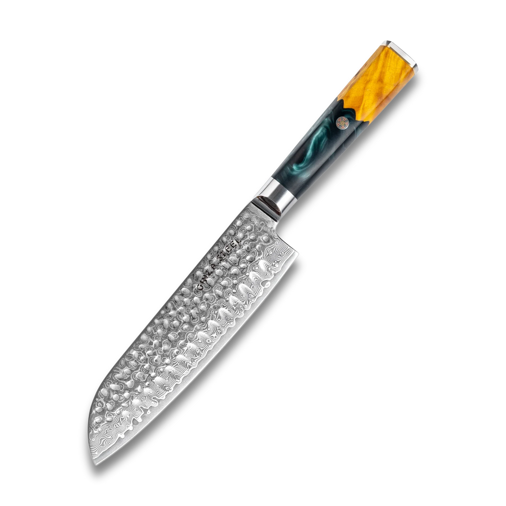 Couteau Santoku Kaze Katana 7" | Acier de Damas par Ginza Steel