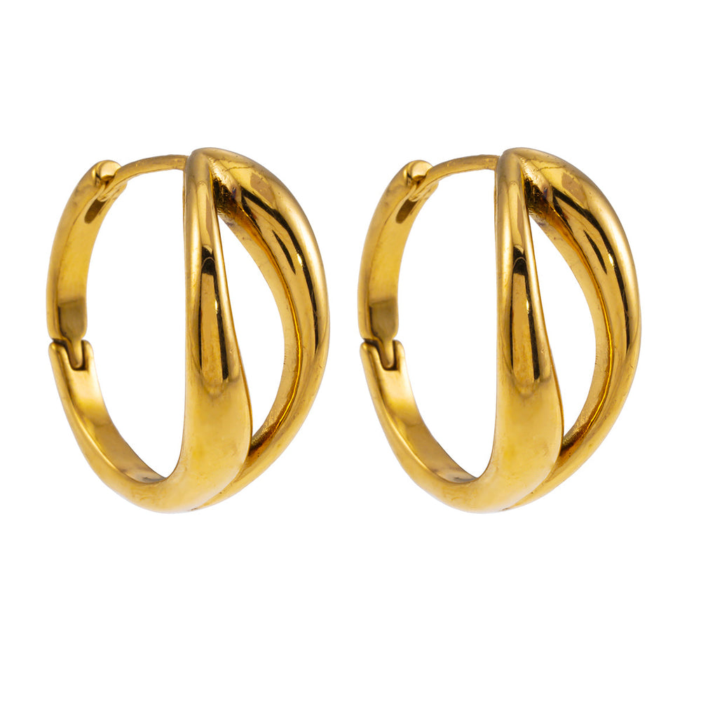 KEIKO : Boucles d'oreilles anneaux double boucle en or