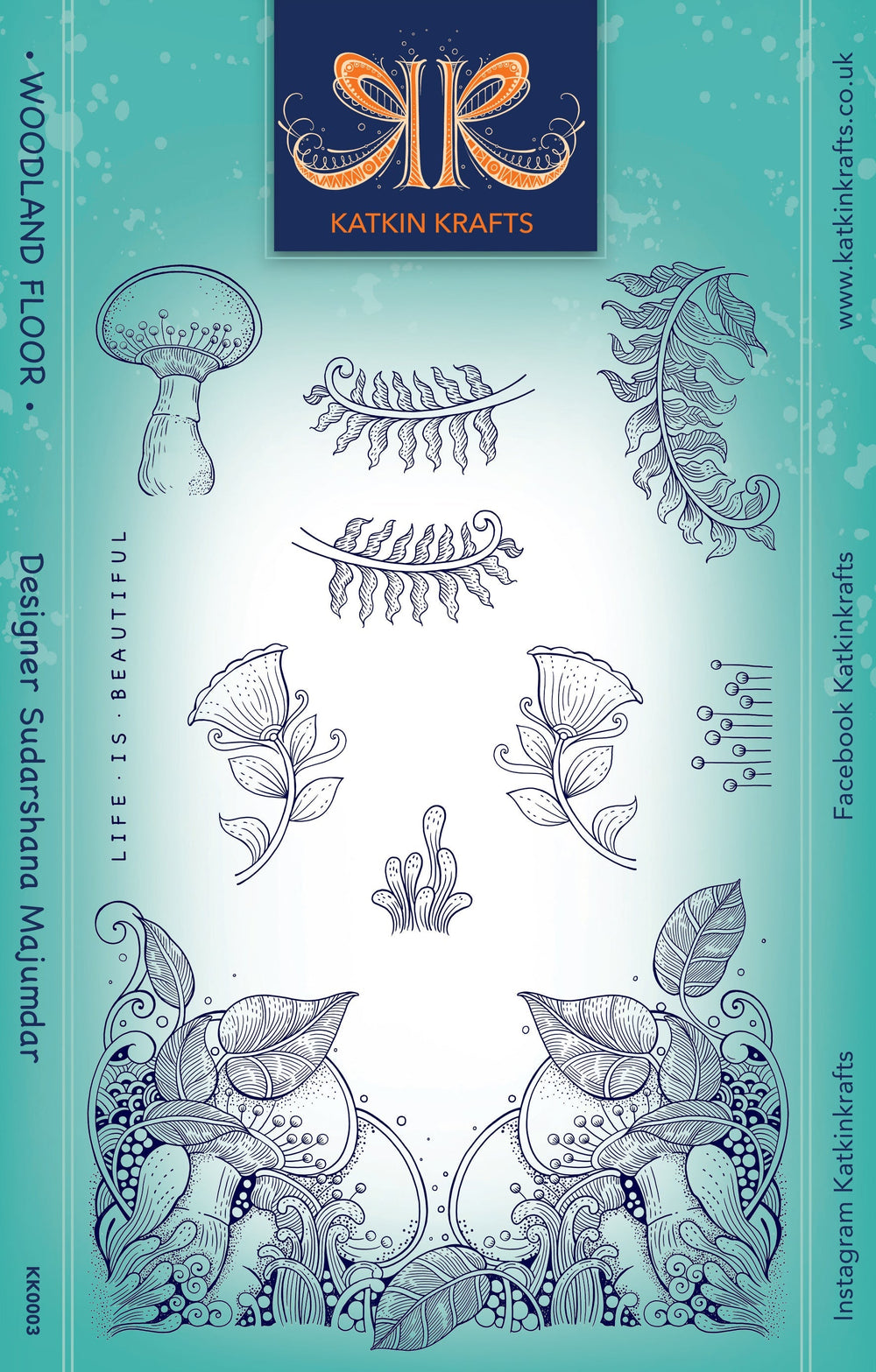 Katkin Krafts Le Sol de la Forêt – Lot de Tampons Transparents 6 po x 8 po