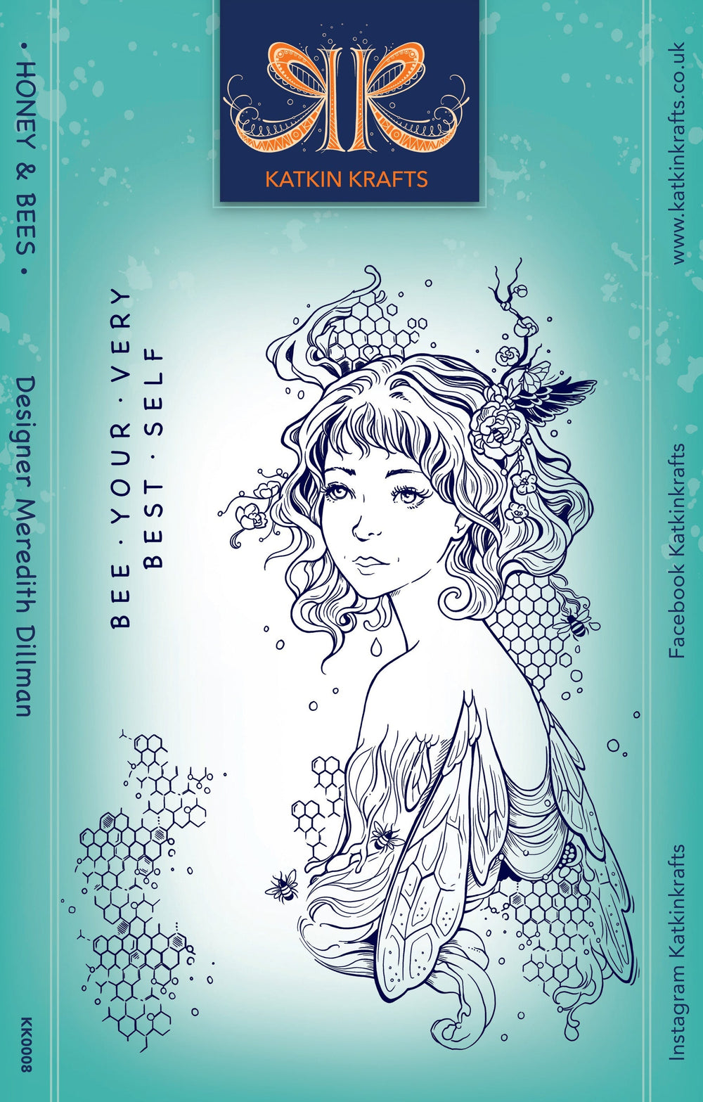 Katkin Krafts Ensemble de tampons transparents Miel et Abeilles 6 po x 8 po