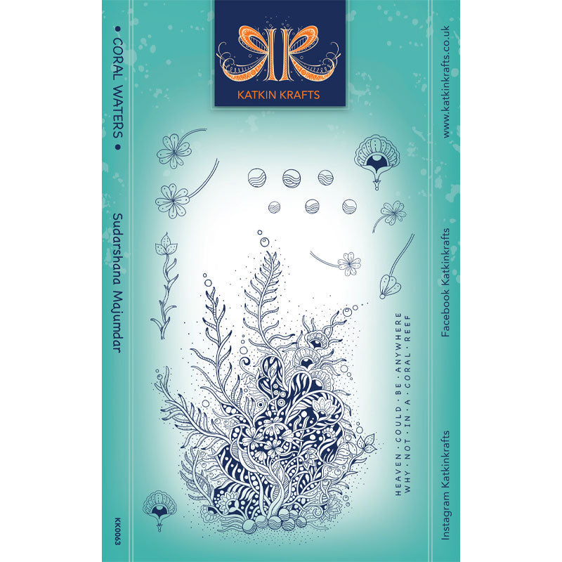Katkin Krafts Eaux Coralliennes Ensemble de Tampons Clairs 6 po x 8 po