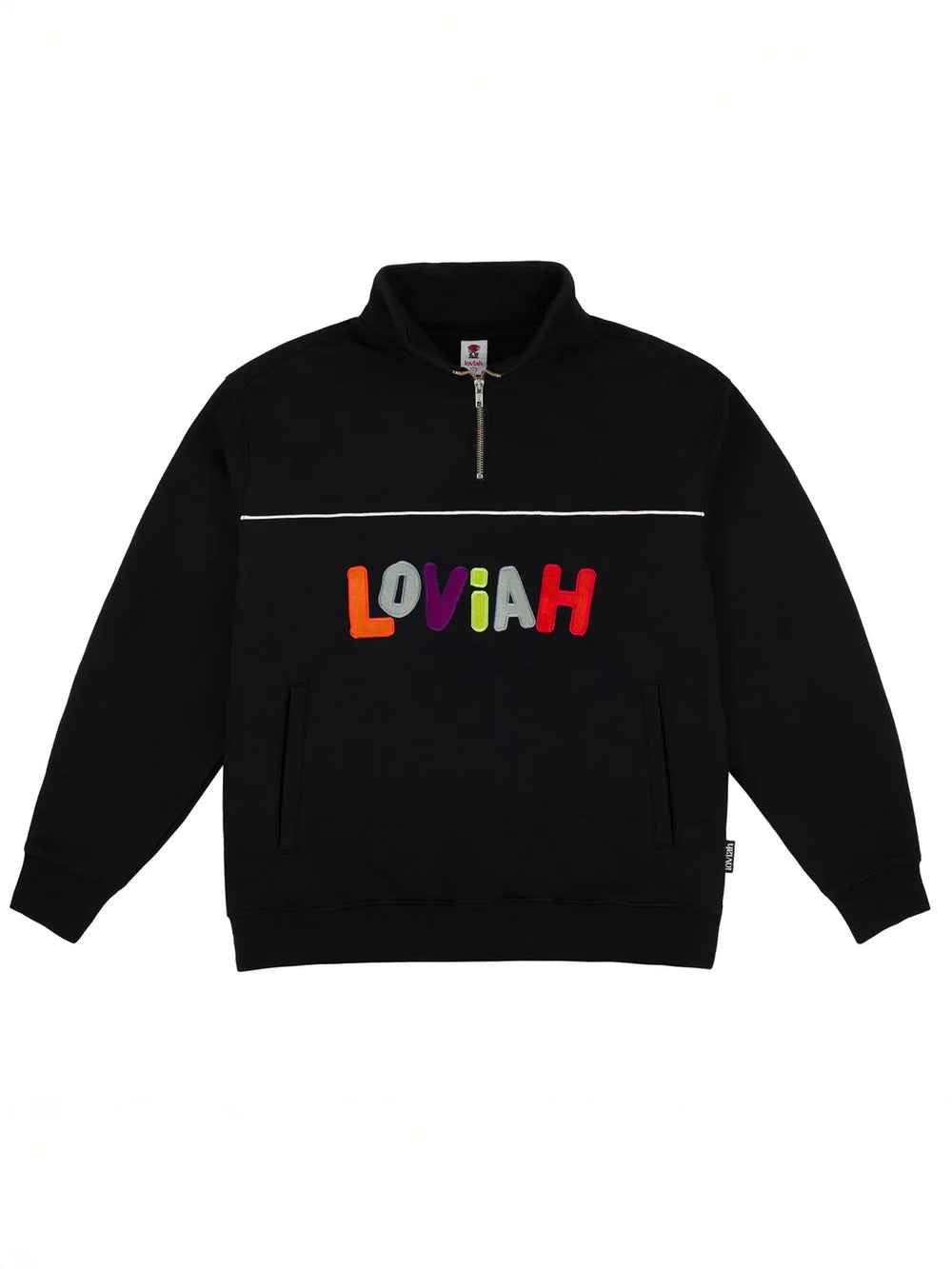 Loviah 'Mockneck Henley' Fleece - Black
