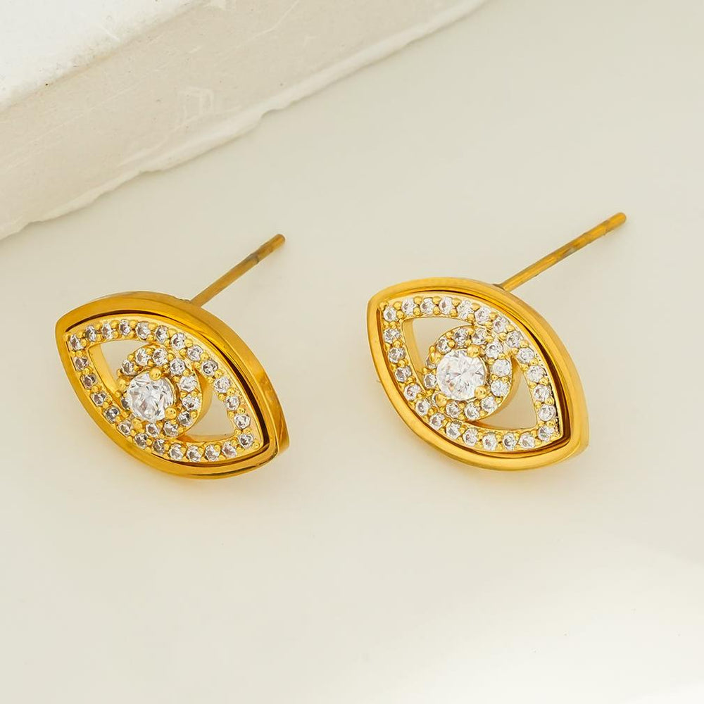 LUCKY EYE Or : Boucles d'oreilles Œil du Mal avec Zirconia (CZ)