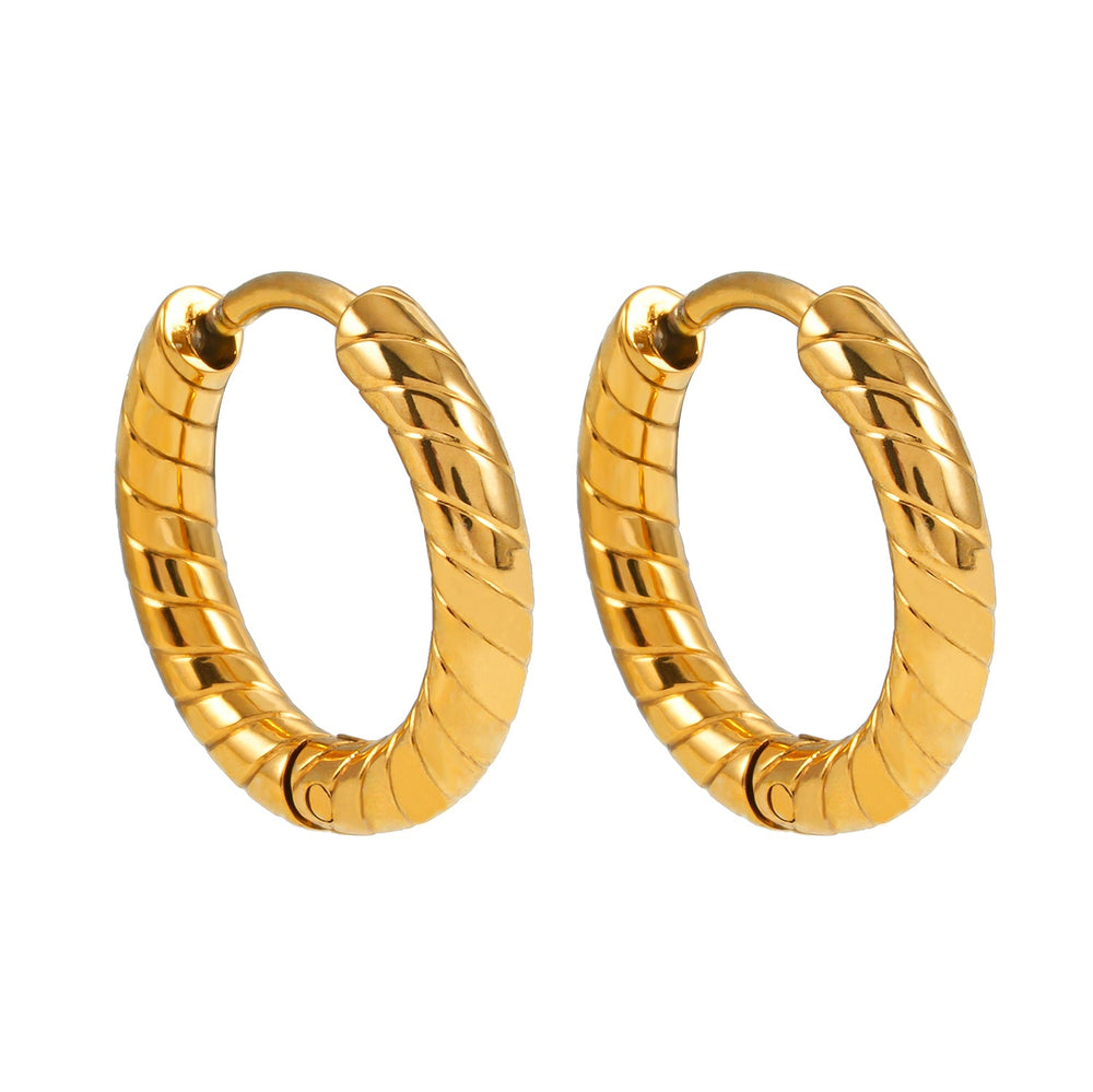 LUPITA : Boucles d'oreilles créoles texturées à motif tourbillon en or