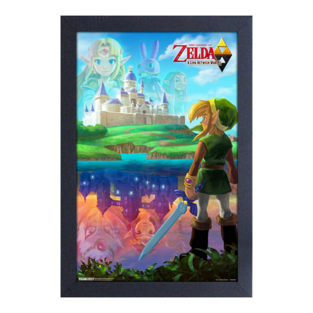 Légende de Zelda : A Link Between Worlds - Impression encadrée de Link et du Château d'Hyrule 11″X17″