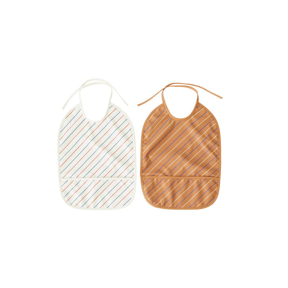 Bavettes rayées - Lot de 2 - Caramel / Doux