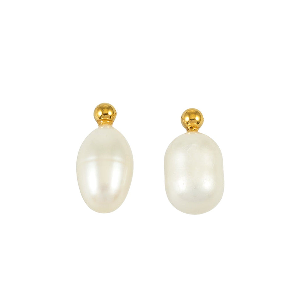 MAGANA Or : Boucles d'oreilles petites perles avec mini couronne perlée