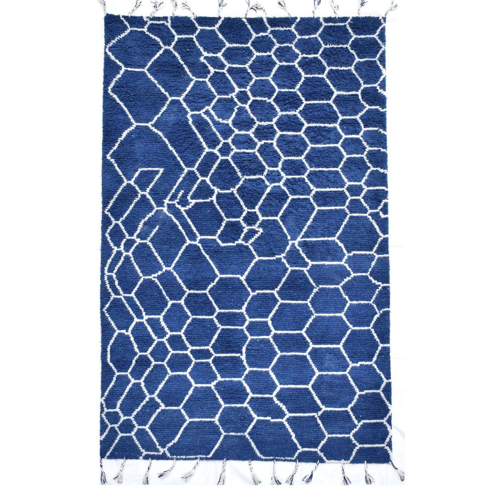 Tapis en laine tissée marine 6X9