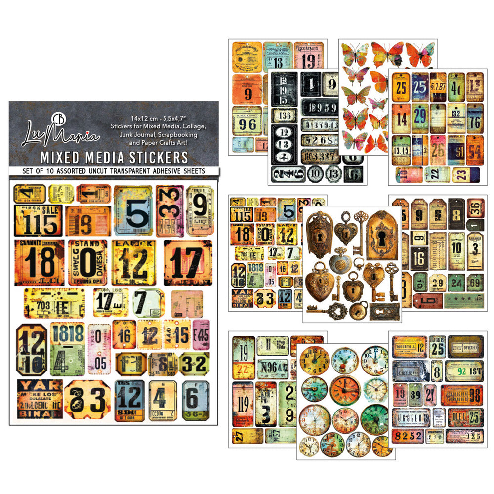 Lot de 10 autocollants, étiquettes rayées