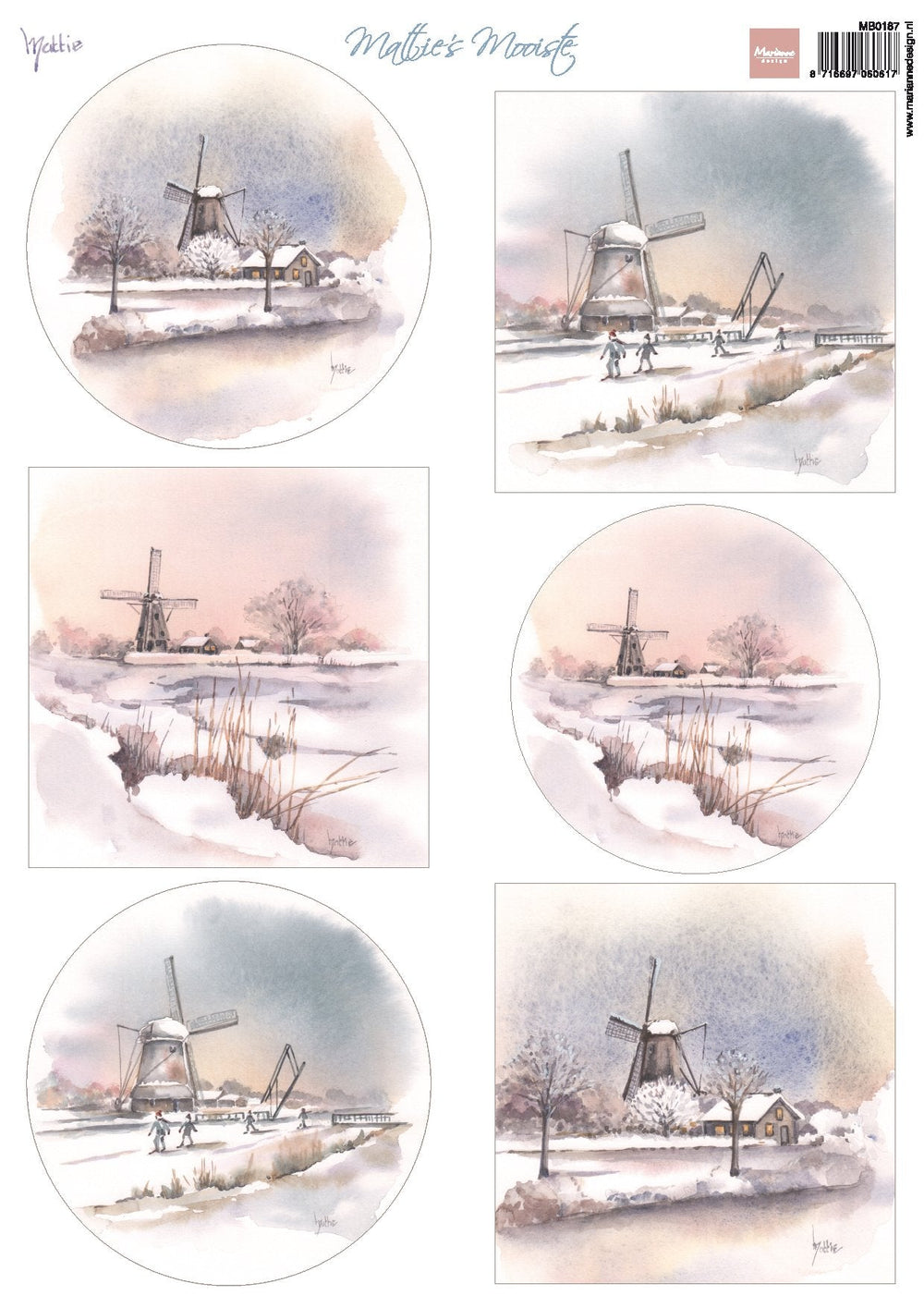 Planche de découpage Mattie's Mooiste Windmills A4