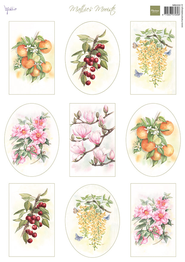 Marianne Design Feuille de découpage A4 - Mattie's Mooiste - Fruits et fleurs