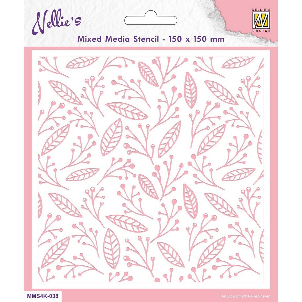 Mixed Media Stencil Square - Leaves & Berries — Ecstasy Crafts